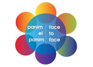 panim el panim logo. Varying color circles surrounding a center blue circle that says Panim el Panim on the left and face to face on the right.